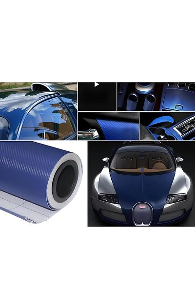 ESEMİZ Dark Blue 3D Patterned - Durable Carbon Foil with Air Duct (152cm X 1Meter)