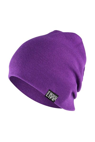 Thug Life Purple Knitwear Beret