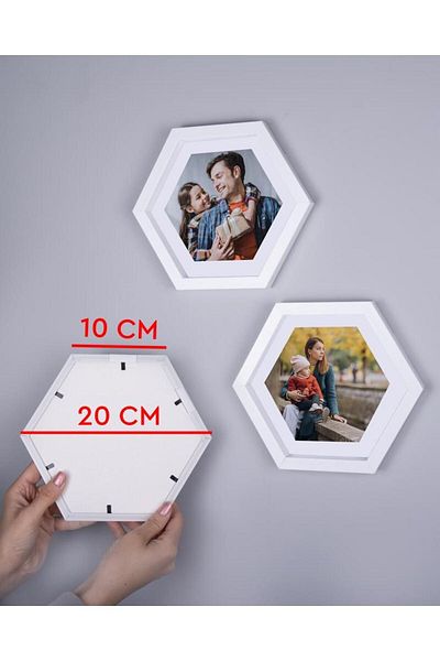 Nobbystar Adhesive Disconnect Medium Size White Hexagonal Photo Frame - Pack of 3