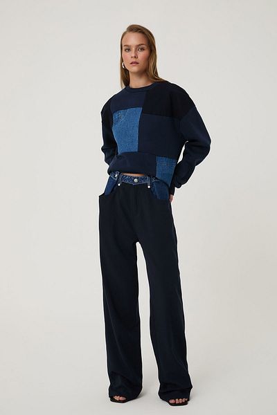 Quzu Jeanshose mit Taillendetail Marineblau