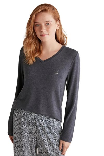 Nautica Nautica V-Neck Long Sleeve Soft Textured Women's Pajamas Set