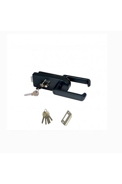 Wold Anthracite Door Handle Lock - Glass Rondo Alm Striker