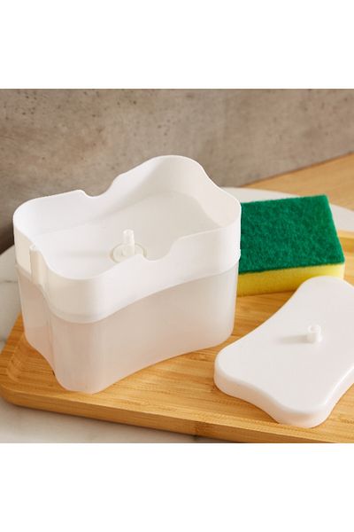 Home Box Mica 2-in-1 Soap Dispenser with Sponge - 14.5x9.5x10.7 cm