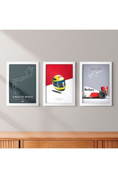 KAYNOCK Set de 3 Ayrton Senna, Mclaren, F1, Formula 1, Set de pictură, Design digital de pictură poster