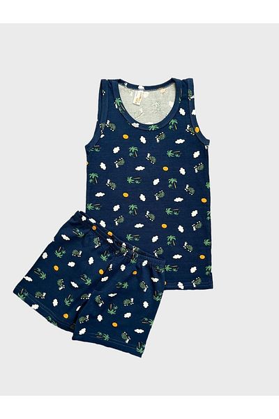 elmas kids Σετ μπόξερ ανδρικής παιδικής βαμβακερής χελώνας με σχέδιο Navy Blue