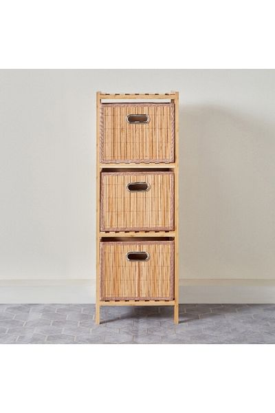 Home Box Natura Bamboo 3-Drawer Bathroom Cabinet