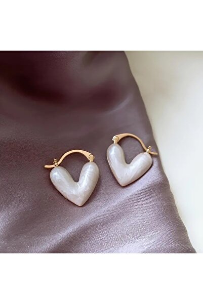 Areos White Doğal Taş Kalp Küpe