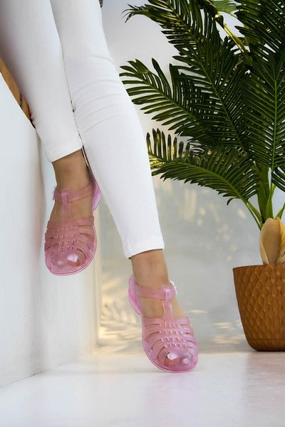 Moda Anna Pink Transparent Glitter Soft Plastic Women's Sea Sandals