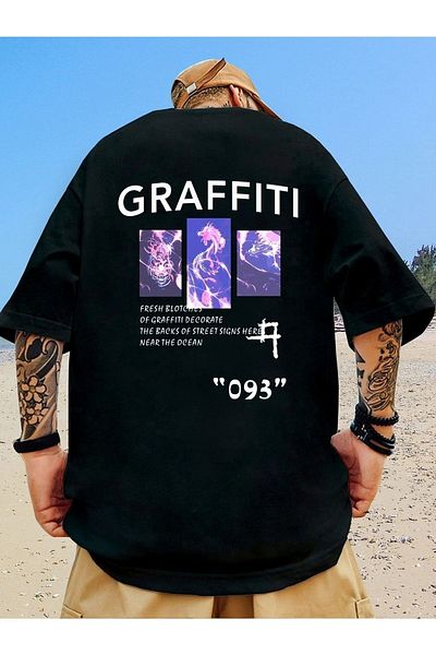 Know Μπλουζάκι Unisex μαύρο γκράφιτι με στάμπα Oversize