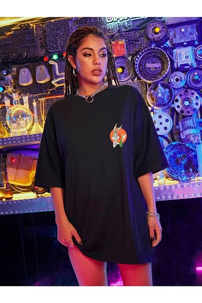 Know Bugs Bunny Logo Patterned Women's Oversize T-shirt