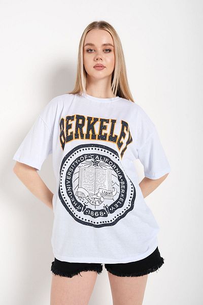 Know Women's White Oversize Berkeley Printed T-shirt