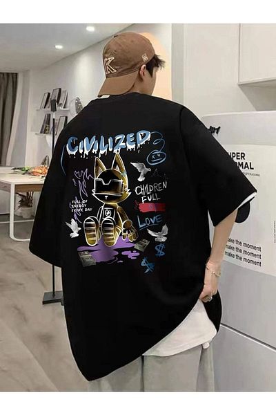 Know Unisex Μαύρο Civilized Printed Oversize T-shirt