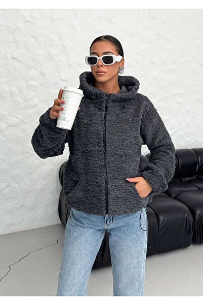 Know Uzený dámský oversize plyšový kardigan s kapucí