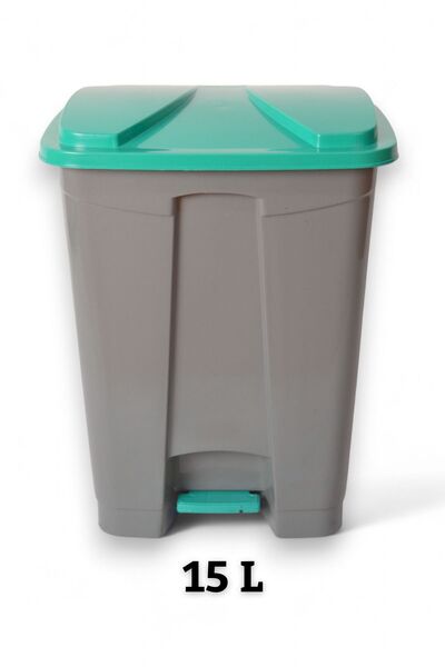Elefan Slim Pedallı Çöp Kovası 15 L Gri - Siyah Atık Kutusu Çöp Kutusu -Iç ve Dış Mekan