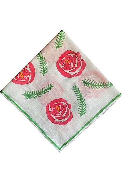 leillART White Rose Patterned Cotton Women's Hair Bandana