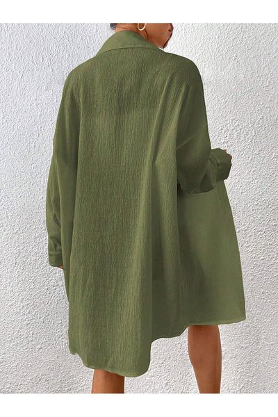 Know Khakifarbenes Oversize-Longshirt für Damen