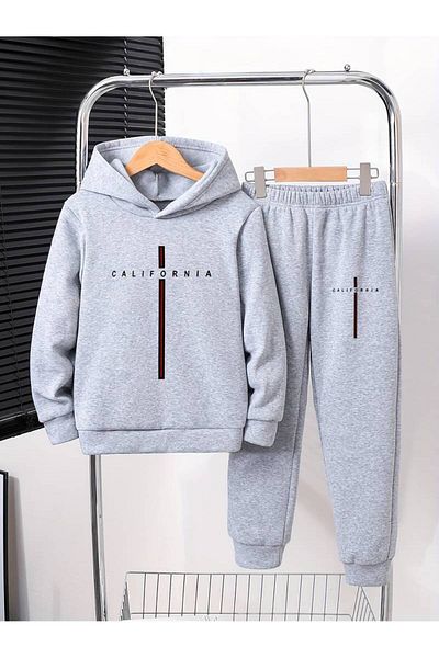 THEKONT California Unisex Cotton Children's Tracksuit Set - Top and Bottom Set