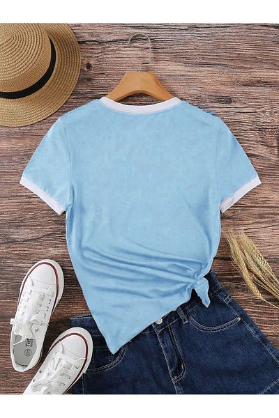 Know Унісекс Baby Blue Combed Interlock Tisort з начісуванням Tisort