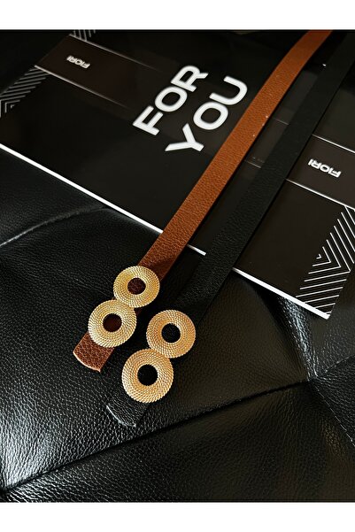 Fiori Yuvarlak Tokalı Ince Leopar Kadın Kemeri, Ceket Kemeri, Gömlek Kemeri, ...