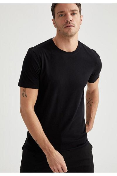 Know Ανδρικό μπλουζάκι Regular Fit Crew Neck Basic σε μαύρο χρώμα