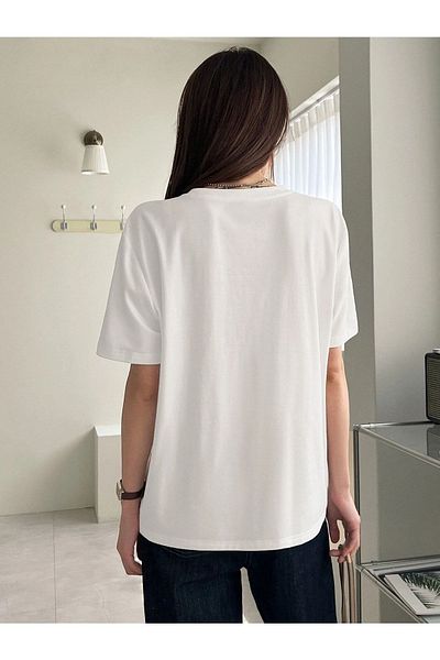 Know Dámské bílé oversize tričko s dvojitým srdcem