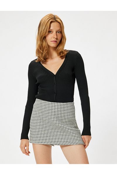 Koton Fusta scurtă mini în carouri din tweed