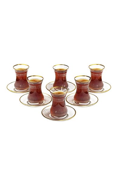 LAV Engraved Patterned Bunch Tea Set for 6 People