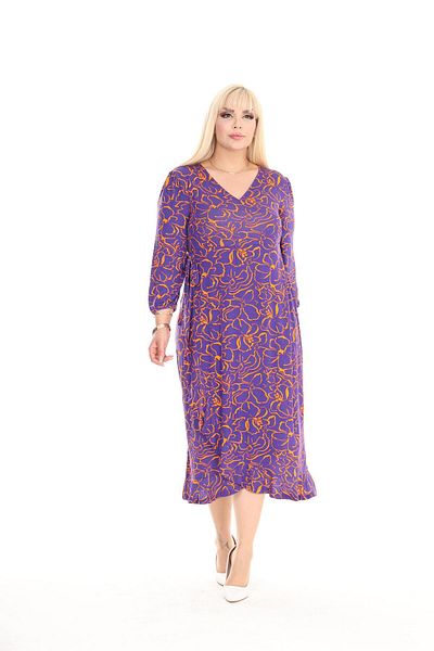 mezura tekstil Plus Size Double Breasted Collar and Skirt Ruffle Combed Cotton Viscose Women's Dress