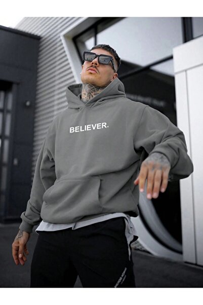 Know pánska Oversize Smoked Believer - mikina s kapucňou s potlačou