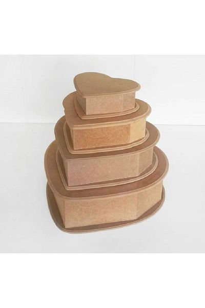Altınyapı Hobi Market HEARTED FOUR SIZE BOXES MDF UNPAINTED