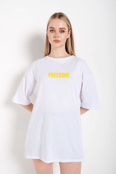 Know Γυναικείο μπλουζάκι σε λευκό Oversize Freedom printed