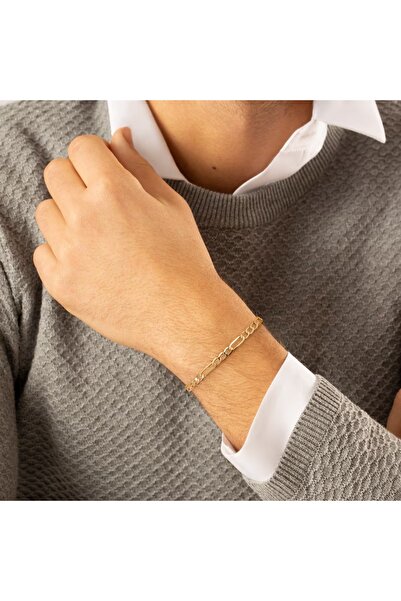 Üresinler Kuyumculuk 14 Ayar Figaro Altın Erkek Bilekliği 3.8MM