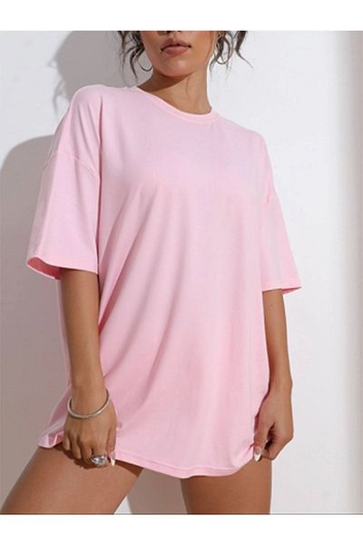 Know Dámské růžové oversize tričko Wish Happy Everyday s potiskem
