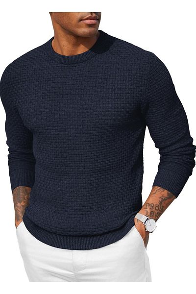 youknitwear you Pulover de tricotaj pentru bărbați Marco - Decolteu