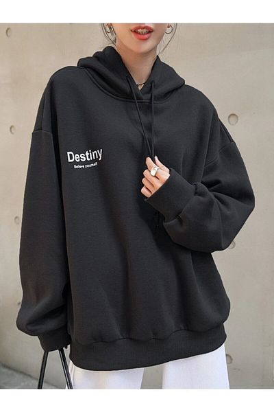 Know Černá dámská mikina s potiskem Destiny Design - 3 vlákna