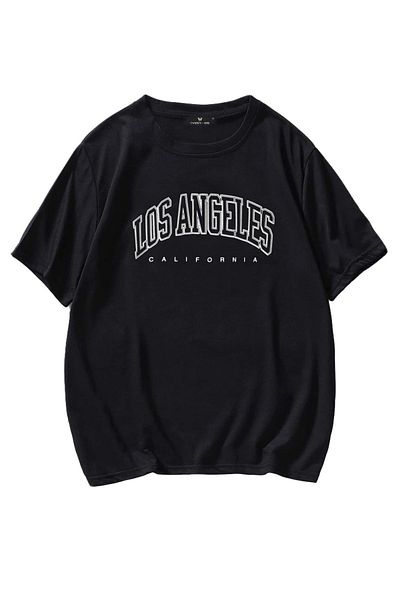 Know Unisex Μαύρο μπλουζάκι Los Angeles με στάμπα Oversize T-shirt