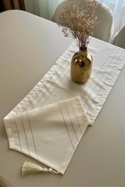 Gülce Home Collection غطاء لارا رنر بني حليبي 40x145