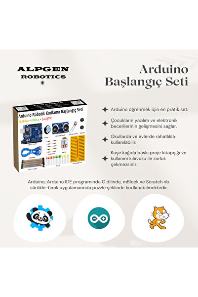 Arduino Uno R3 Robotik Kodlama Başlangıç Seti Proje Kitapçığı Alpgen Robotics