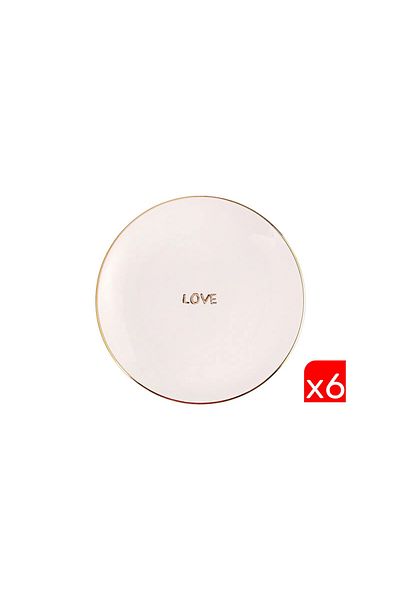 Porland Date Love 17cm Flat Plate Set of 6 - 04Alm 005811