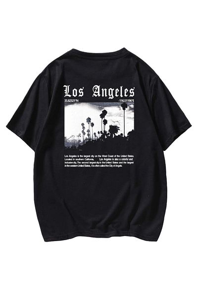 Know Unisex Μαύρο μπλουζάκι με στάμπα Los Angeles