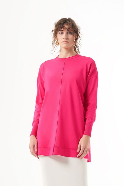 Nuss Mercerized Fuchsia Κοντή Μπλούζα τουνίκ - 1201