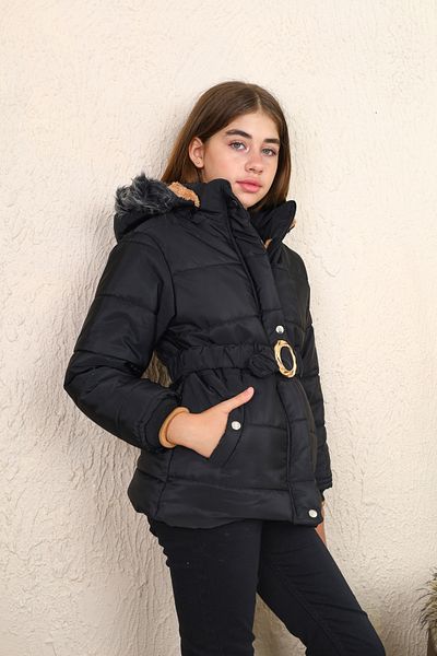 Asortix Girl - Detachable Hooded Fiber Filled Fur Coat