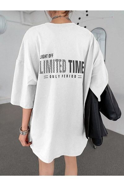 Know Női fehér oversize limitált időre nyomtatott póló