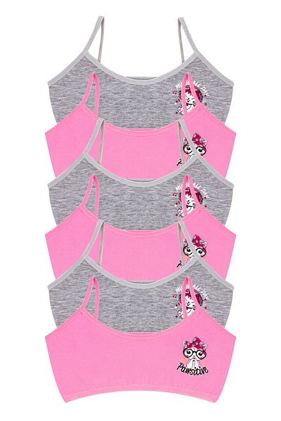 Öts 6-Piece Colorful Printed Cotton Lycra Girls' Athlete Bra