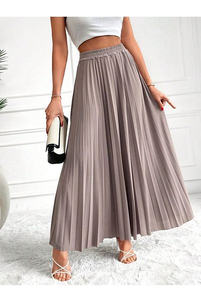 Know Mink Pleated Skirt with Elastic Waist