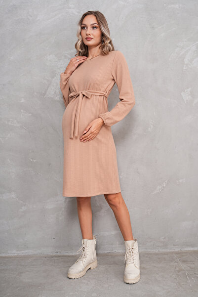 Miss Dünya Lissa Μίντι φόρεμα εγκυμοσύνης και μητρότητας με μακρυμάνικο πλέγμα μαλλιών