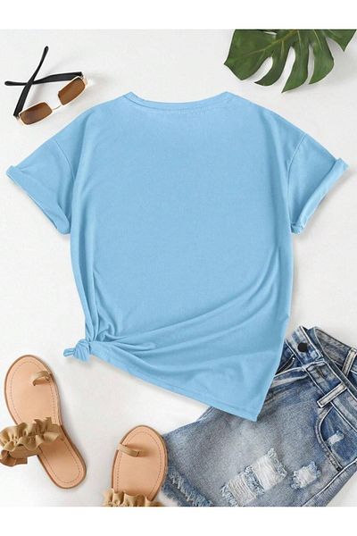 Know Tricou obișnuit cu imprimeu Baby Blue Eye pentru damă