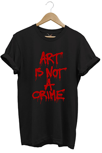 WİDİ Art Is Not Crime Printed - 100% bumbac, cu croiala normală, tricou premi...
