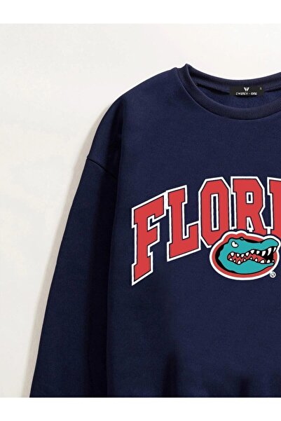 Know Dámská mikina v námořnické modré oversize Florida Crocodile s potiskem