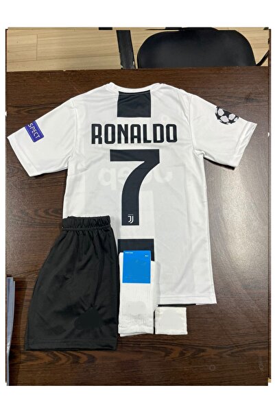 yenteks يوفنتوس. طقم جيرسي للأطفال باللونين الأبيض والأسود لموسم 2019 من رونا...